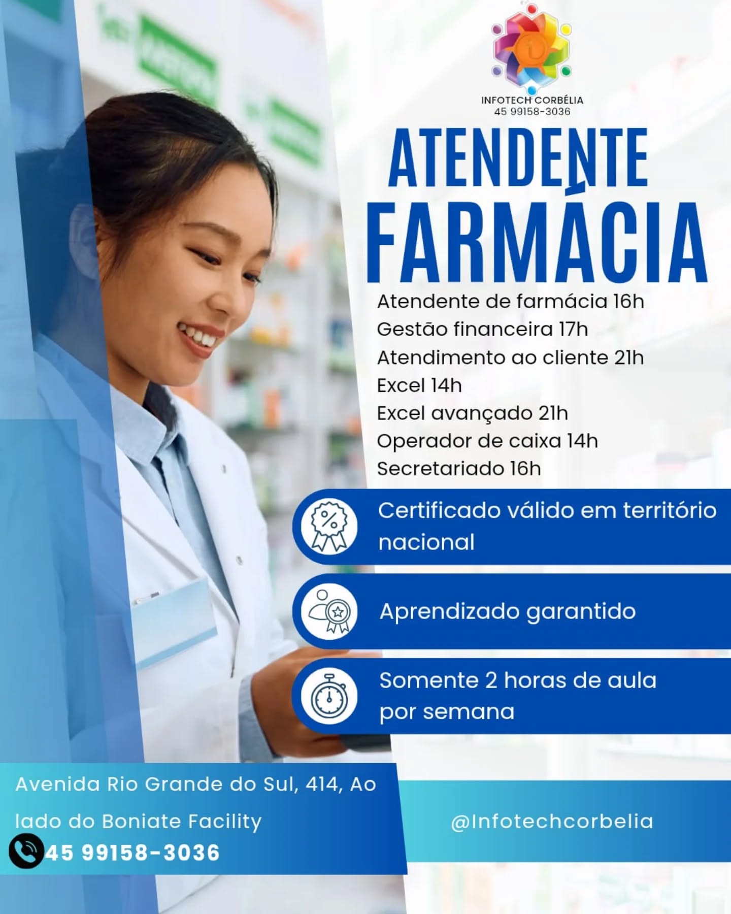 Cartaz do curso Atendente de Farmácia